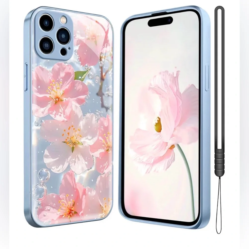 iPhone Pro Max Bundle Floral Blue Phone Case and Screen Protectors NWT - Picture 2 of 9